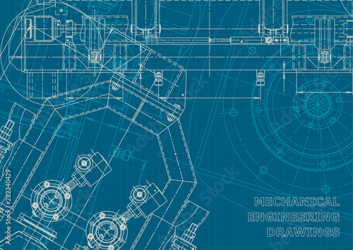 Blueprint. Corporate style. Instrument-making drawings