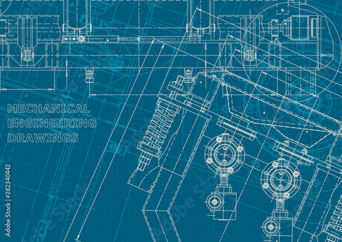 Blueprint. Corporate style. Instrument-making drawings