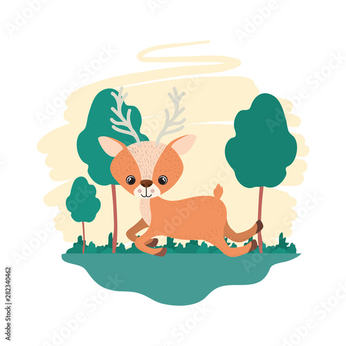 cute deer with background landscape