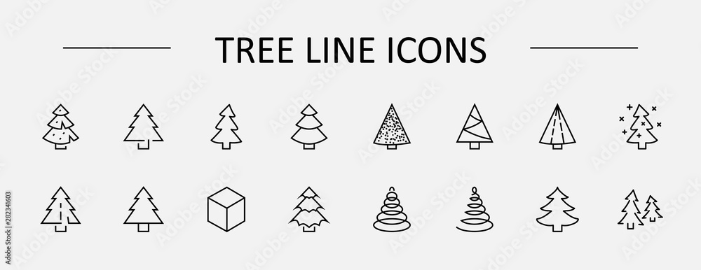Christmas Tree thin line icon set. Stylized linear icons of artificial snow, spruce, present box fir. Editable Stroke. 32x32 Pixel Perfect Christmas Tree thin line icon set. Stylized linear icons of artificial snow, spruce, present box fir. Editable Stroke. 32x32 Pixel Perfect