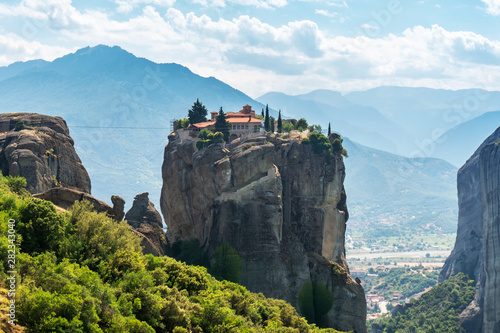 Meteora - rock formation in central Greece hosting one of the largest and most precipitously built complexes of Eastern Orthodox monasteries
