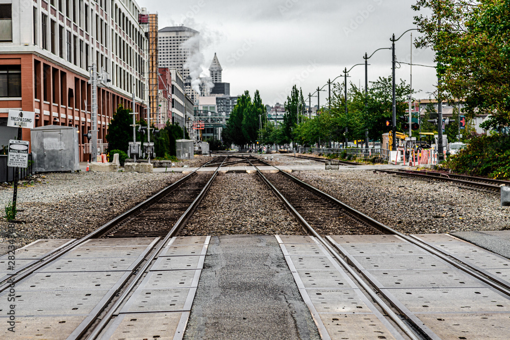 Tracks in Industrial Area of Downtown Seattle