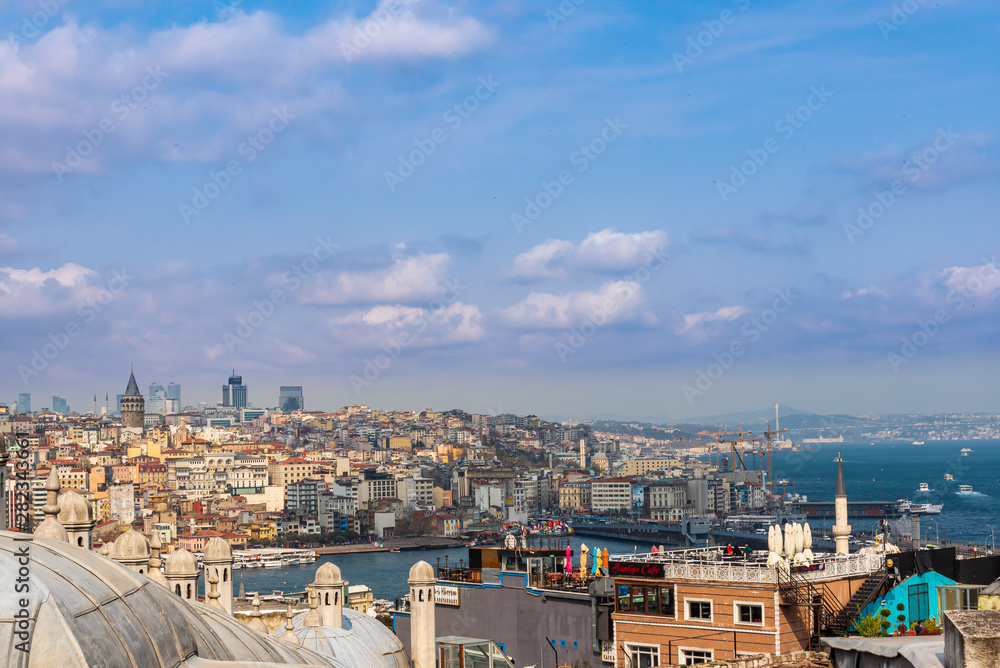 Urban panorama of Istanbul viewed from one hill