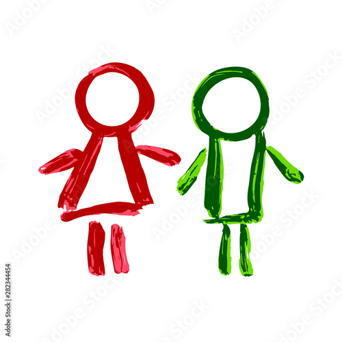 Vector icons Male and female public washroom door lavatory. Ladies and gents restroom or woman and man bathroom