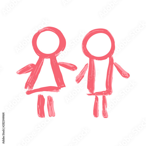 Vector icons Male and female public washroom door lavatory. Ladies and gents restroom or woman and man bathroom
