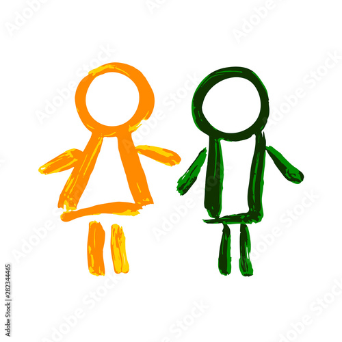 Vector icons Male and female public washroom door lavatory. Ladies and gents restroom or woman and man bathroom