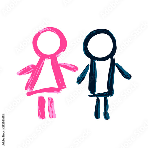 Vector icons Male and female public washroom door lavatory. Ladies and gents restroom or woman and man bathroom