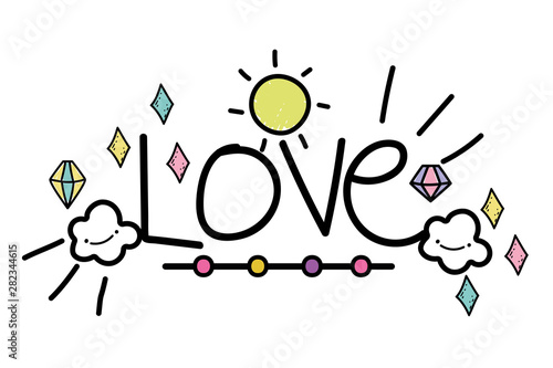 Isolated love word vector design