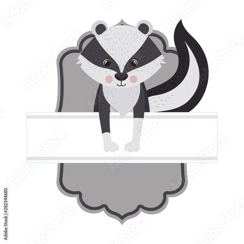 cute and adorable skunk with frame