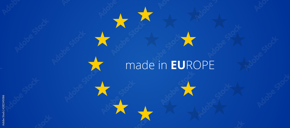 made in Europe creative abstract stars of the flag of Europe background 3d-illustration