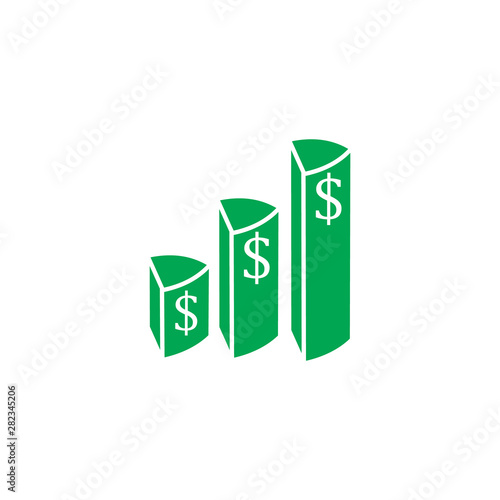 3d flat money chart bar symbol vector