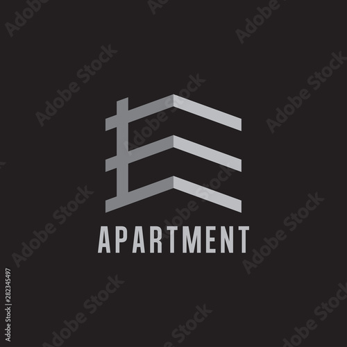 letter e simple 3d apartment building logo vector