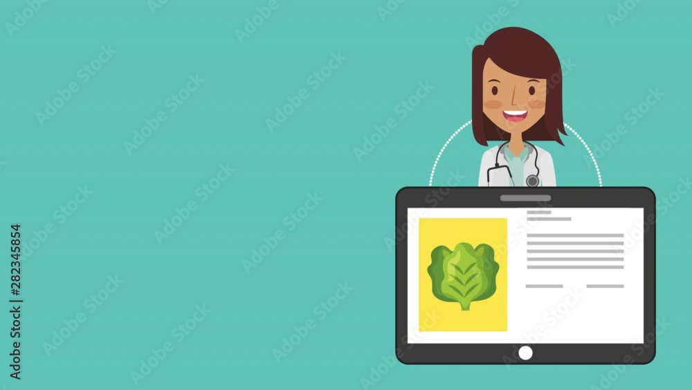 professional female doctor with healthy lifestyle animation professional female doctor with healthy lifestyle animation