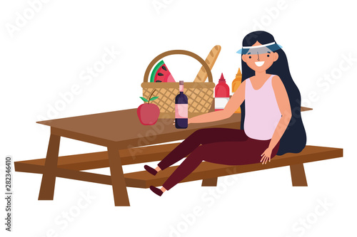 Woman cartoon having picnic design © Stockgiu