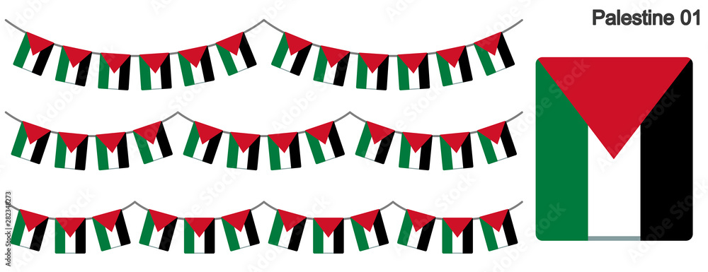 Obraz premium パレスチナの国旗のガーラーンド ベクターデータ（bunting garland）