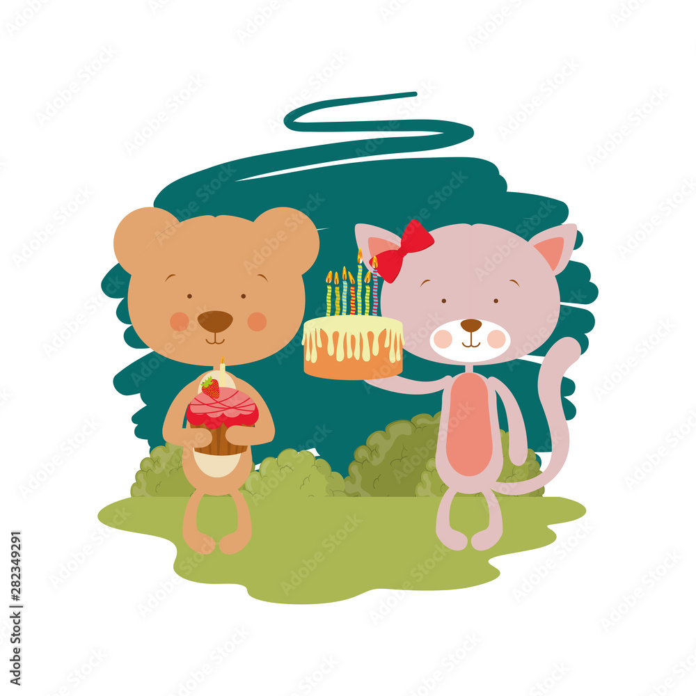 Naklejka premium card of celebration with animals