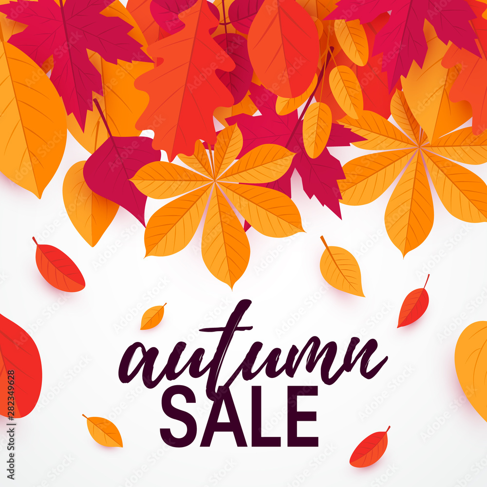 Fall sale promotion design in flat style Fall sale promotion design in flat style