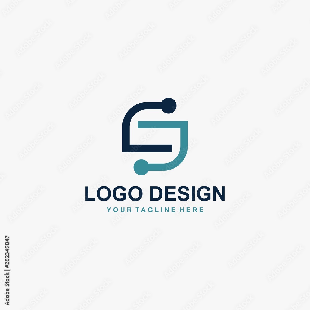 Fototapeta premium Letter S logo design. Monogram S type abstract symbol. Initial S and dot vector icons.