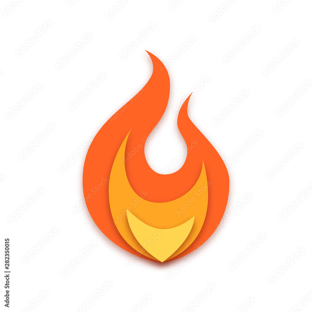 Simple vector flame icon in paper cut style Simple vector flame icon in paper cut style
