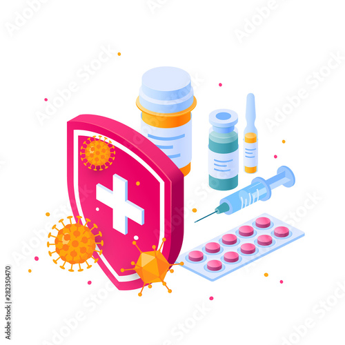 Immune system vector concept in isometric view