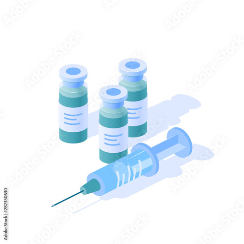 Medicine vial vector concept in isometric view