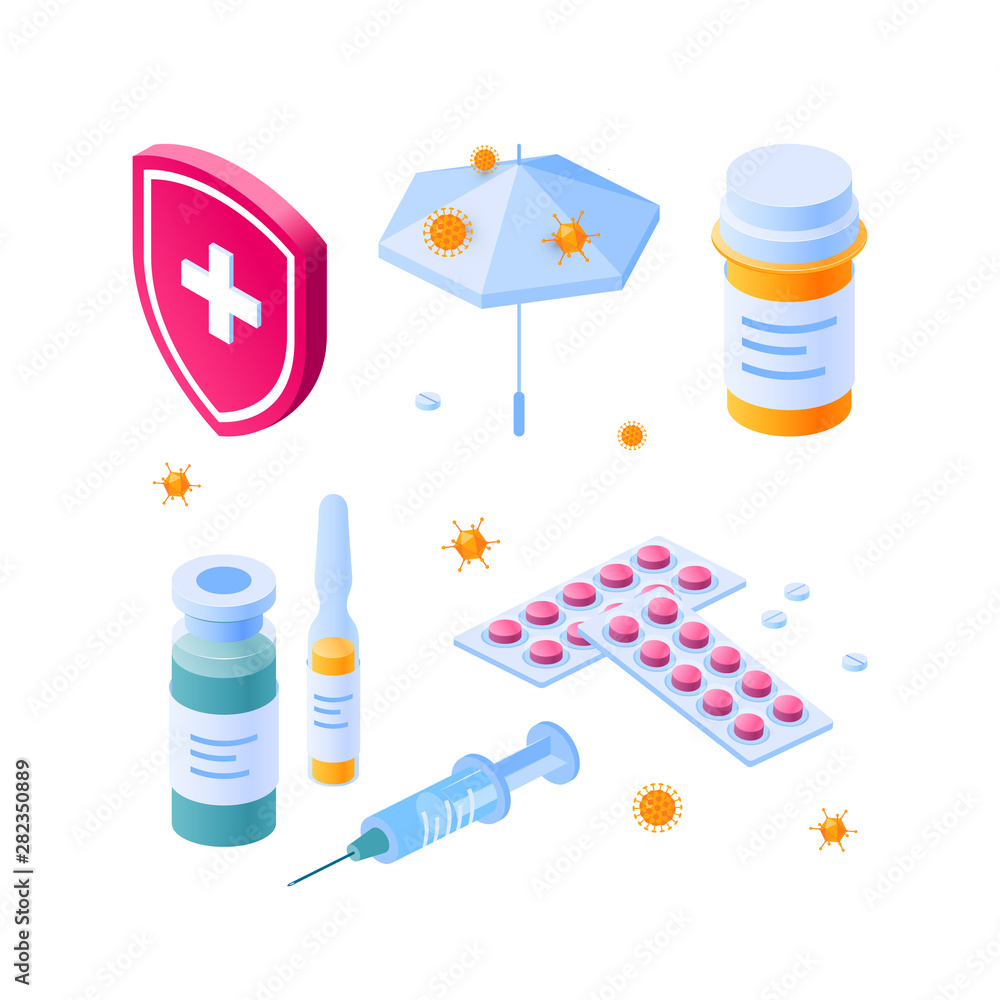 Immune system vector concept in isometric view Immune system vector concept in isometric view