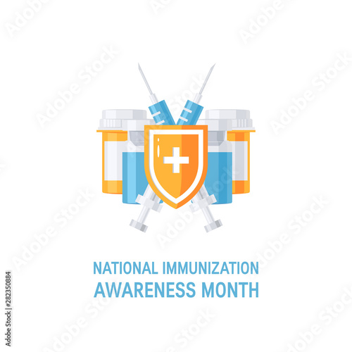 Vaccination concept, vector image in flat style