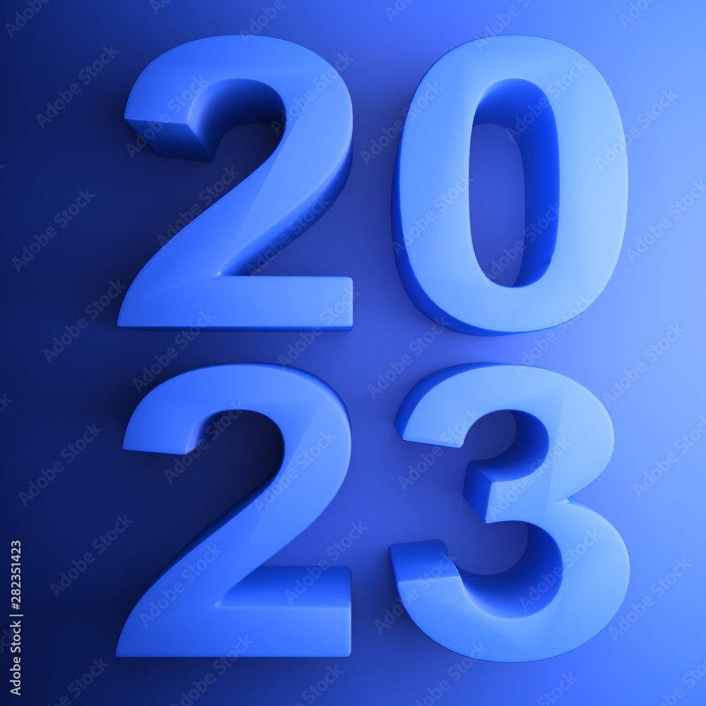2023 blue square icon - 3D rendering illustration 2023 blue square icon - 3D rendering illustration