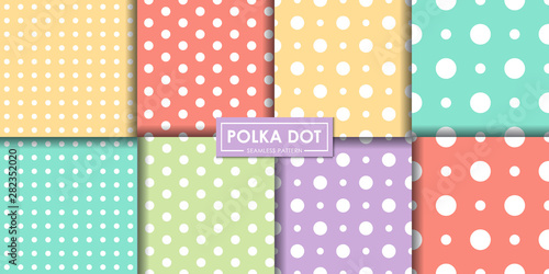 Pastel polkadot seamless pattern collection, Abstract background, Decorative wallpaper.
