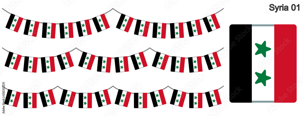 Obraz premium シリアの国旗のガーラーンド ベクターデータ(bunting garland)