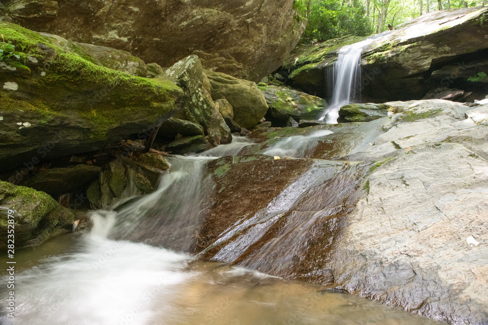 Long exposure photograph of Otter Falls in Seven Devils North Carolina