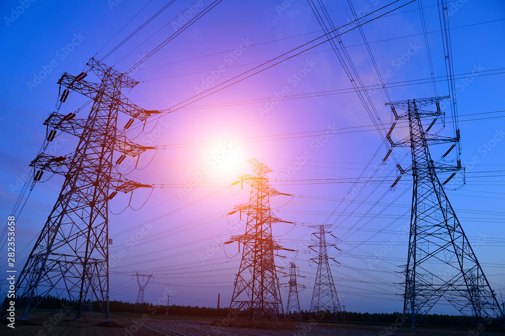 Fototapeta premium The power supply facilities of contour in the evening