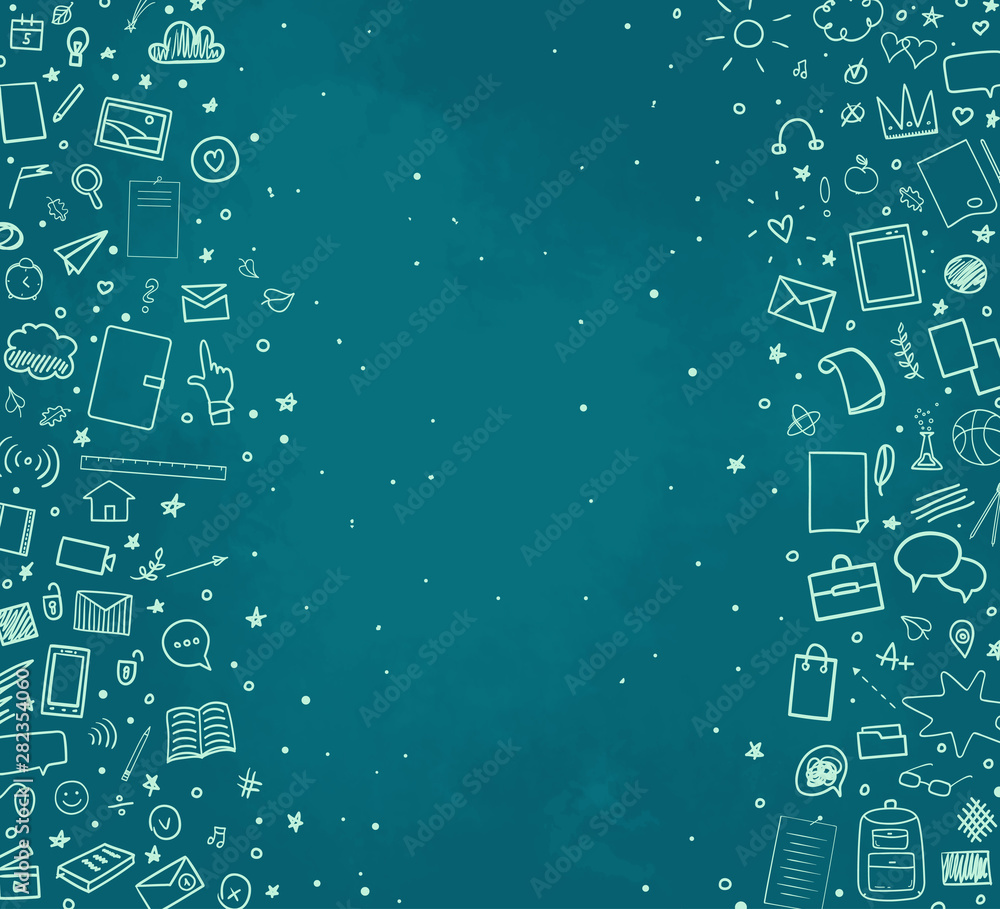 Back to school. Abstract blackboard. Sketchy background with hand drawn school supplies. Banner design Back to school. Abstract blackboard. Sketchy background with hand drawn school supplies. Banner design