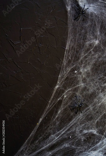 Cobweb or spider's web against a black background, to be used as overlay for Halloween designs