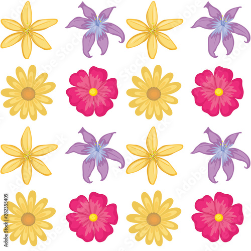 Seamless pattern tile cartoon with flowers