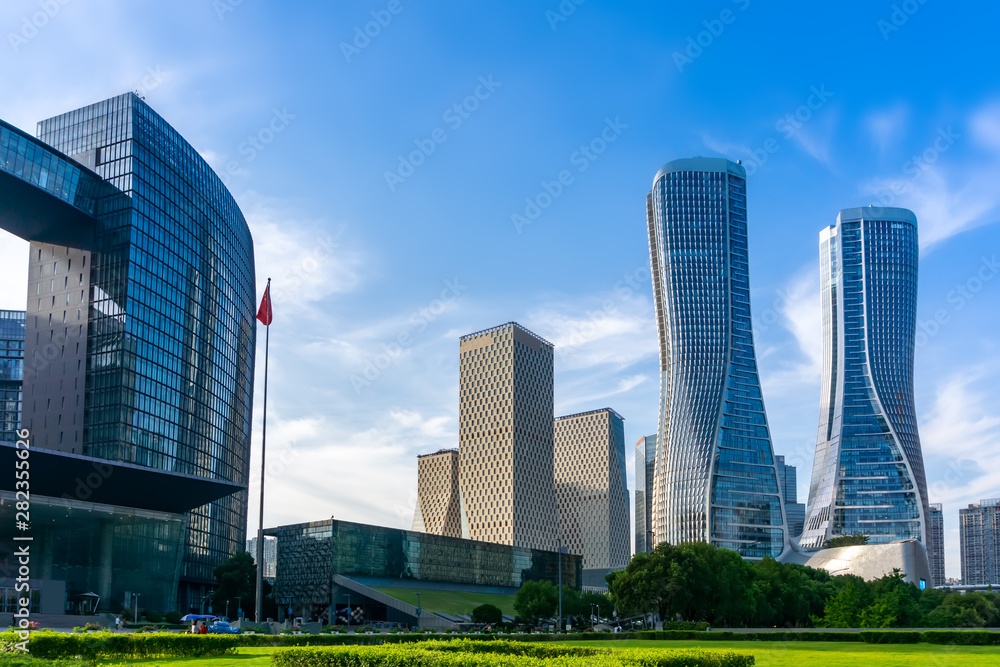 Modern Architectural Landscape in Urban Financial District.. Modern Architectural Landscape in Urban Financial District..