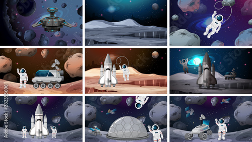 Set of various space scenes