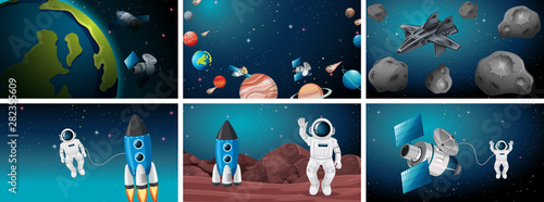 Set of astronaut and solar system © GraphicsRF