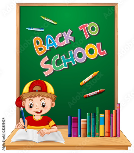 Back to school template with boy