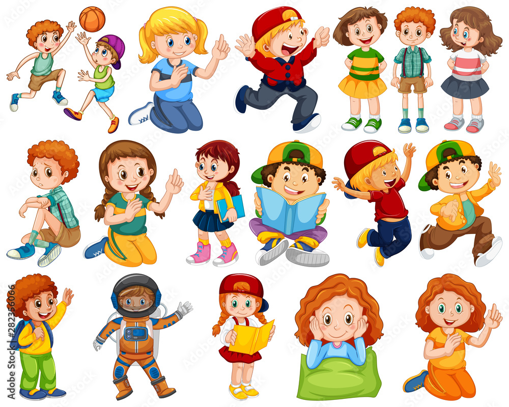 Kids in large group acting our varoous roles Kids in large group acting our varoous roles