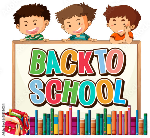 Back to school template with boys