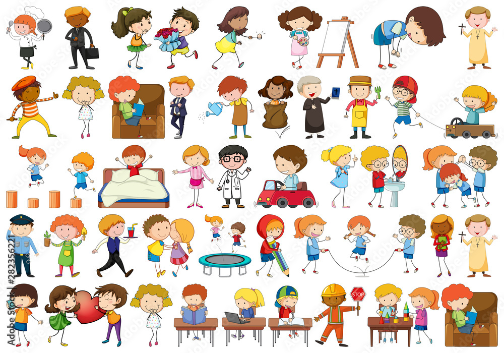 set of different simple characters set of different simple characters