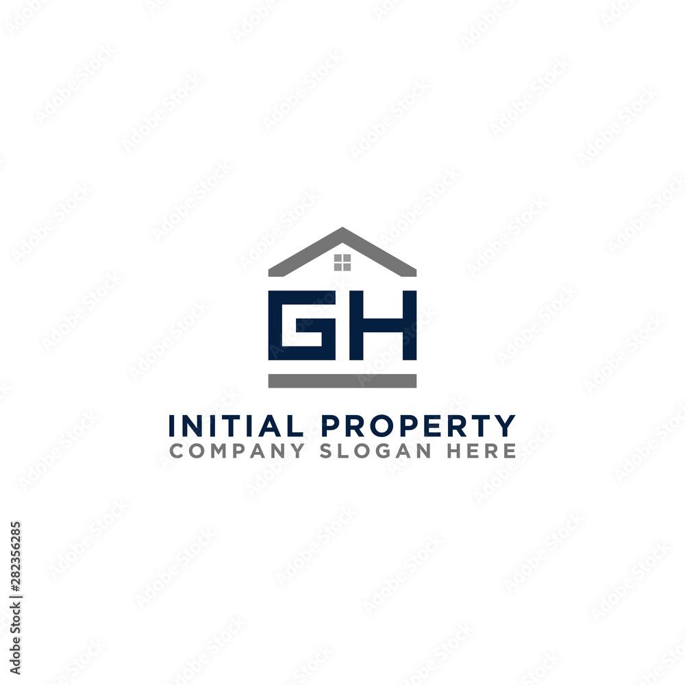 Logo template vector Design, property, real estate with the initials GH - Vector	
