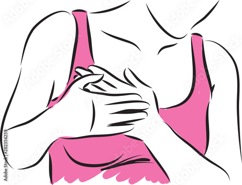 woman with chest pain vector illustration