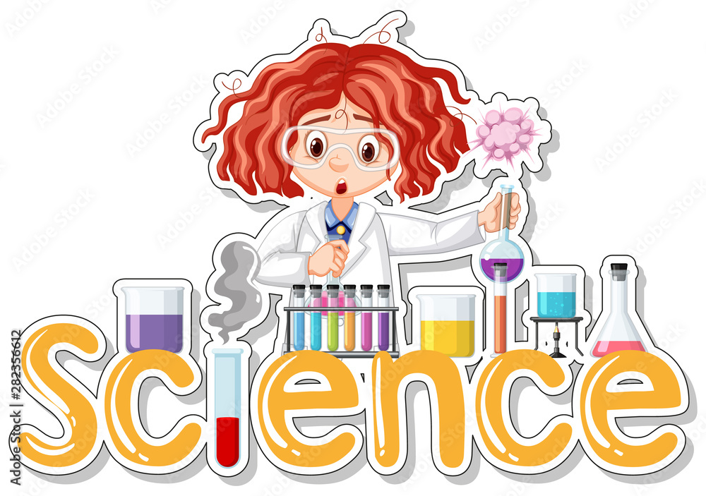 Sticker design with scientist doing experiment Sticker design with scientist doing experiment