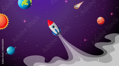 Rocket in space scene