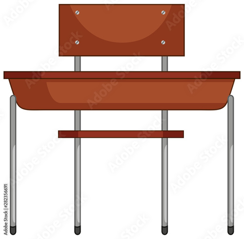 Isolated school desk wooden