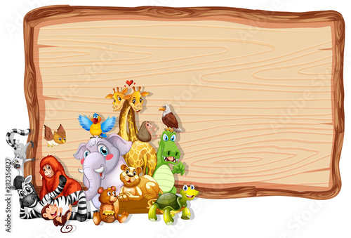 Border template design with cute animals