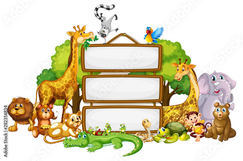 Border template design with cute animals