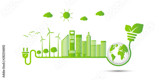 Energy ideas save the world concept Power plug green ecology